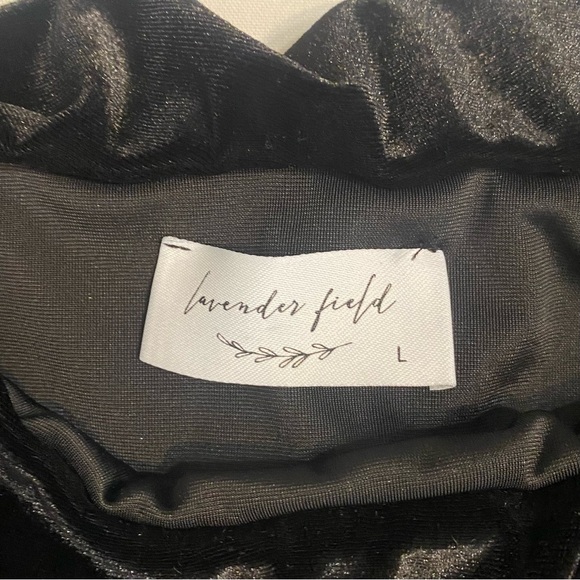 Lavender Field Sz Large Black Velvet Bodysuit - Picture 2 of 6